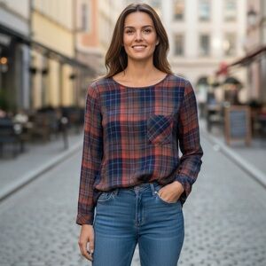 CLOTH & STONE Buffalo Plaid Corset Shirt